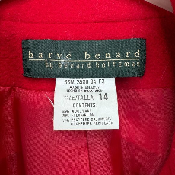 Hervé Benard Womens Blazer Size 14 Red Wool & Cashmere Blend - Picture 4 of 9